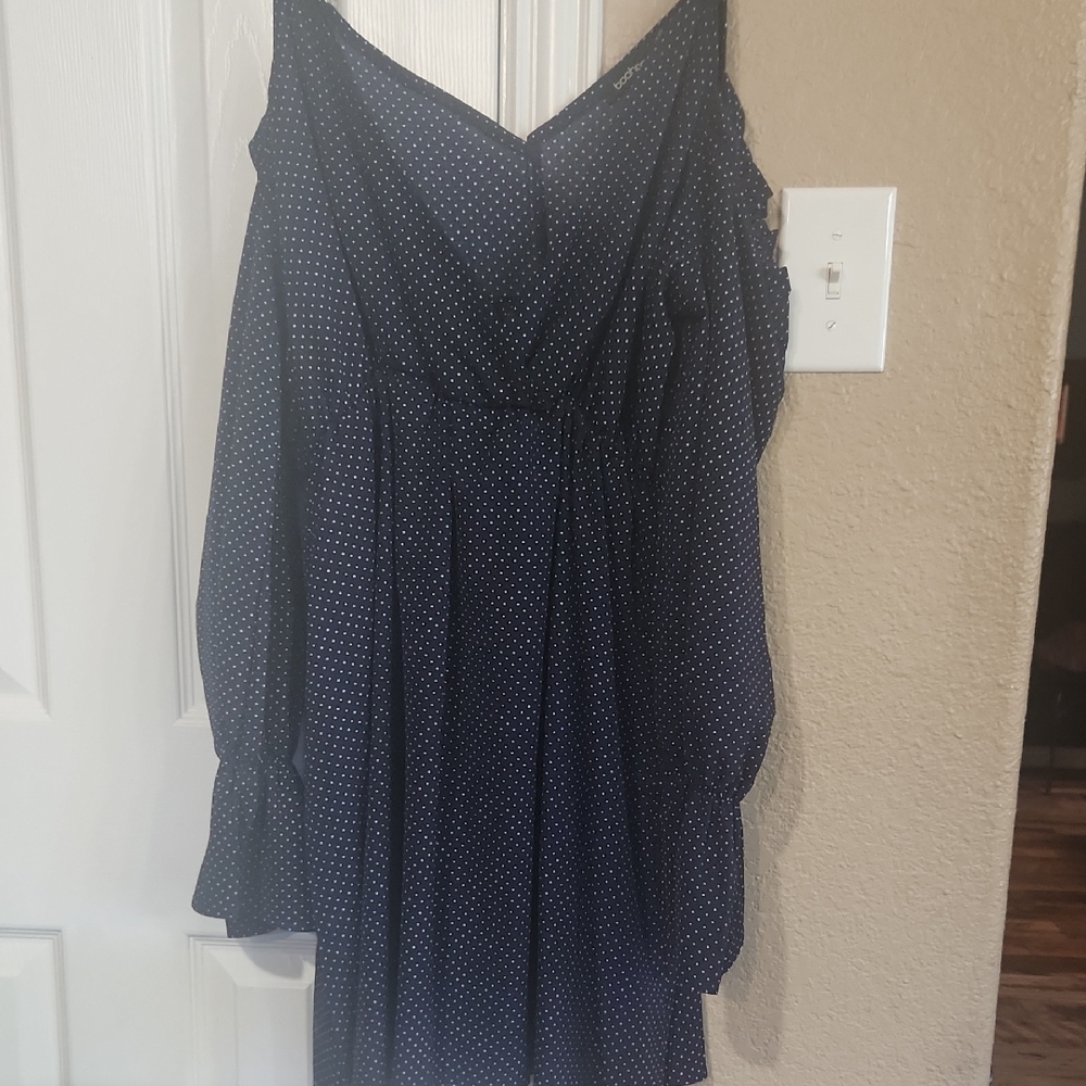 Boohoo Plus Blue Asymmetrical Wrap Midi Dress